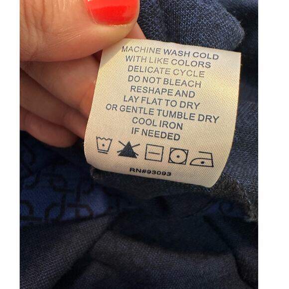 Tyler Boe Royal Blue Geometric Long Sleeve Mock Neck Tunic Top Small S - Picture 5 of 10